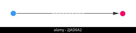 Linea retta con freccia dall'inizio alla fine. Simbolo di direzione, obiettivo, obiettivo, percorso, sfida facile, modo semplice, percorso veloce, piano ideale isolato su sfondo bianco. Illustrazione piatta vettoriale Illustrazione Vettoriale