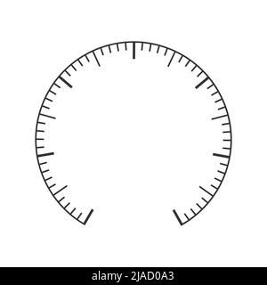 Manometro, manometro, barometro, tachimetro, tonometro, scala del termometro. Modello di interfaccia strumento indicatore o navigatore. Cruscotto di misurazione con grafico rotondo. Illustrazione grafica vettoriale Illustrazione Vettoriale