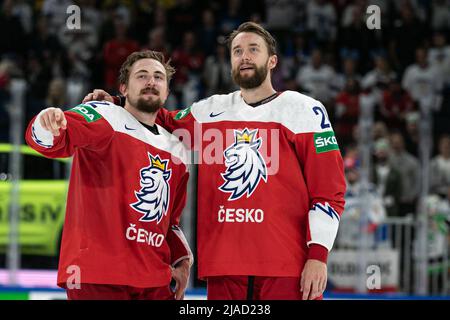 Nokia Arena, Tampere, Finlandia, 29 maggio 2022, VEJMELKA Karel LANGHAMER Marek KEMPNY Michal HRONEK Filip CERVENKA Roman KREJCI David PASTRNAK David SCOTKA Jan KUNDRATEK Tomas BLUMEL Matej HERTL Tomas ZOHORNA Hynek SIMEK Radim SKLENICKA David SMEJIKAL JIRANRI KAMPF JURF JURB JK JURB JURB JK JURB JURB JK JURB JURB JK JURB JURB JK JURB JURB JURB JURB JURB JURB JURB Durante il Campionato del mondo di hockey su ghiaccio IIFH - Medaglia di bronzo finale - Repubblica Ceca vs USA - Hockey su ghiaccio Foto Stock