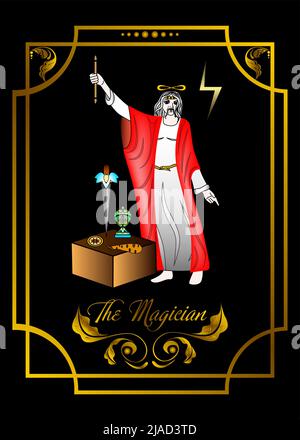 Tarot mago carta Illustrazione Vettoriale