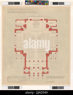Chiesa di San Leopoldo am Steinhof, progetto competitivo, taglio orizzontale sopra il piano della chiesa. Otto Wagner (1841-1918), architetto Foto Stock