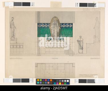 Chiesa di San Leopoldo am Steinhof, altare, pianta, recupero, taglio. Otto Wagner (1841-1918), architetto Foto Stock