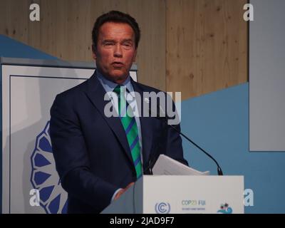 Arnold Schwarzenegger, ha tenuto un discorso nelle azioni sanitarie per l'attuazione dell'accordo di Parigi in occasione della Convenzione quadro delle Nazioni Unite sui cambiamenti climatici - UNFCCC - COP23 Foto Stock