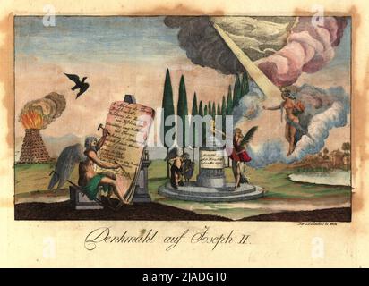 Monumento a Giuseppe II. '(rappresentazione perforaria dopo la sua morte il 20 febbraio 1790). Johann Hieronymus Deleteenkohl (1753-1807), casa editrice Foto Stock