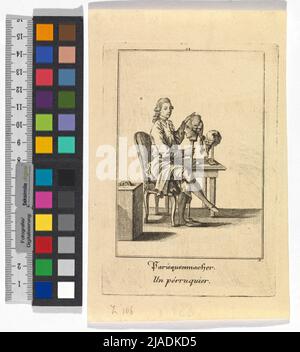 Immagini dei Volks comuni a Vienna ', Blatt 58:' Parüquenmacher. Un pérruquier. '[Wig maker]. Jakob (Jacob) Adam (1748-1811), artista Foto Stock