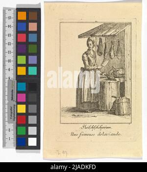 Immagini del comune Volks zu Vienna ', Blatt 82:' Fleischelcherinn. Une Fumeuse Delaviande. '. Jakob (Jacob) Adam (1748-1811), artista Foto Stock