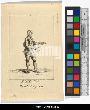 Immagini dei Volks comuni a Vienna ', Blatt 56:' Schleifer-Bub. Un Valet d'Aiguiseur. '. Jakob (Jacob) Adam (1748-1811), artista Foto Stock