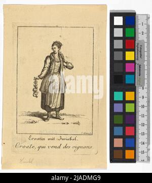 Immagini del comune Volks zu Vienna ', Blatt 78:' Croatin con cipolla. Croate, qui Vend des Oignon. '[venditore croato di cipolle]. Jakob (Jacob) Adam (1748-1811), artista Foto Stock