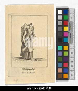 Immagini del comune Volks zu Vienna ', Blatt 47:' Milk Man. Un Lazio. '[Milch ragazza; venditore di latte]. Jakob (Jacob) Adam (1748-1811), artista Foto Stock