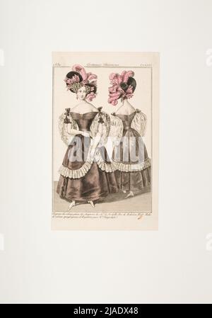 Immagine moda: Due figure, abiti in velluto, cappelli in velluto. Sconosciuto Foto Stock