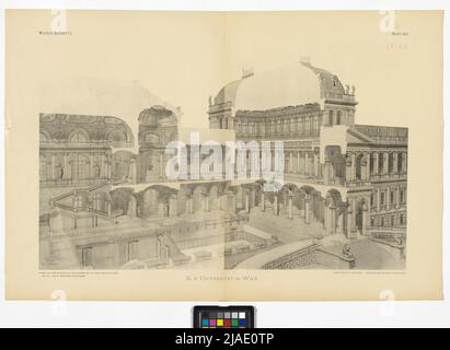 Università di Vienna, 1st, Dr. Karl-Lueger-Ring 1, Rathausplatz 5, Reichsratsstraße 4, Universitätsstraße 1. Julian Niedzielski (1849-1901), cassetto, Heinrich von Ferstel (1828-1883), architetto Foto Stock