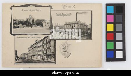 10., Generale - scheda Multi-picture: Evang. Friedhof-Kapelle, Austria-Dampfmühle Laxenburgerstraße e Gudrunstraße con Favoritenhof, cartolina. Sperlings Postkartenverlag (M. M. S.), produttore Foto Stock