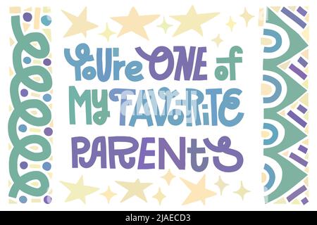 Funny Padhers Mothers Day Card. Layout orizzontale. Illustrazione Vettoriale