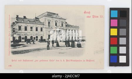 19th, Nußdorf - Nußdorfer Platz 8 - Ristorante 'Zur Goldenden Rose', cartolina. Carl (Karl) Ledermann jun., produttore Foto Stock