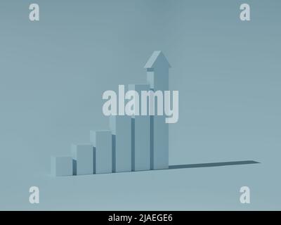 Grafico scala passo a successo. Concetto di sviluppo di business a successo e in crescita. 3d rendering, illustrazione 3d Foto Stock