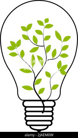 Lampadina con pianta all'interno di energia rinnovabile elettricità verde Illustrazione Vettoriale
