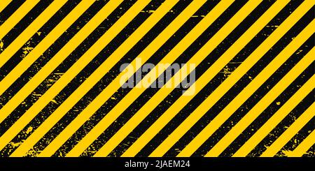 Telaio di avvertimento per sfondo industriale con strisce diagonali gialle e nere Illustrazione Vettoriale
