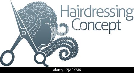 Black Woman Silhouette parrucchiere/salone capelli icona Illustrazione Vettoriale