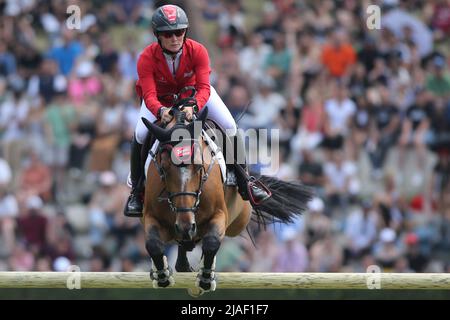 ROMA, Italia - 29.05.2022: JORNE SPREHE (GER) a cavallo Hot Easy durante Piazza di Siena - 89 CSIO ROMA 2022, ROMA ROLEX GRAND PRIX, gara a due round. Foto Stock