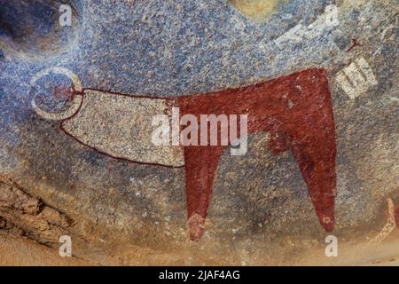 Amazing Inside View immagini delle formazioni rupestri di Laas Geel - una delle prime pitture rupestri conosciute nel Corno d'Africa Foto Stock