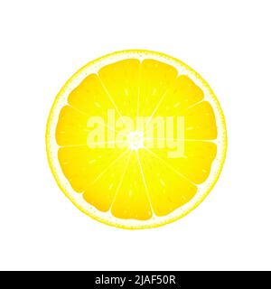 Fetta di limone tagliata, illustrazione vettoriale in stile piatto isolata su sfondo bianco Illustrazione Vettoriale