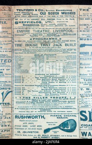 'The House That Jack Built', il Grand Xmas Pantomime Empire Theatre Liverpool, un programma di replica da dicembre 1897. Foto Stock