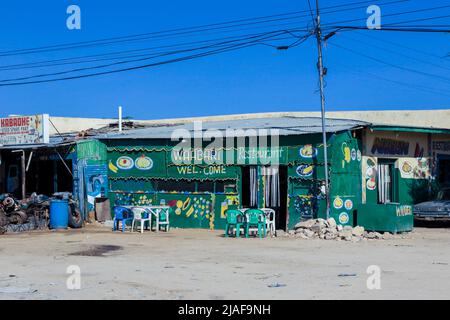 Paesaggio cittadino Vista della zona povera delle strade della capitale Foto Stock