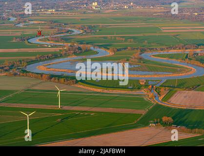 Paesaggio fluviale allo Stoer, 04/18/2022, vista aerea, Germania, bassa Sassonia Foto Stock