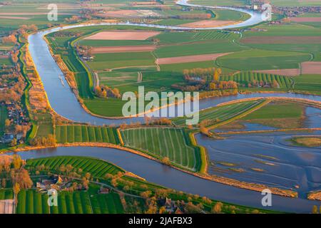 Paesaggio fluviale allo Stoer, 04/18/2022, vista aerea, Germania, Schleswig-Holstein Foto Stock