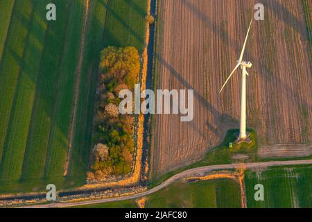 Paesaggio vicino al fiume Stoer, 04/18/2022, vista aerea, Germania, bassa Sassonia Foto Stock