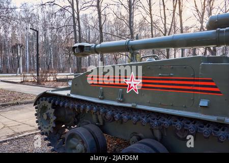 Ryazan, Russia - 9 aprile 2022: Howitzer semovente russo Foto Stock