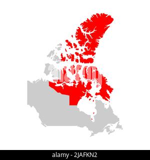 Territorio Nunavut evidenziato sulla mappa del Canada Illustrazione Vettoriale