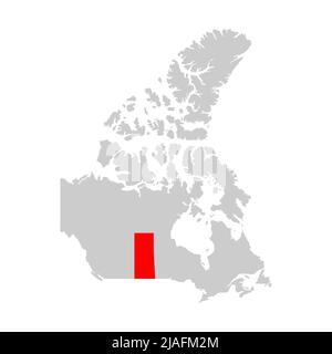 Provincia Saskatchewan Highlight sulla mappa del Canada Illustrazione Vettoriale