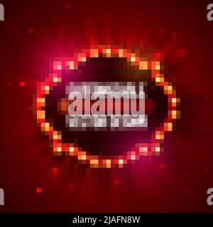 Illustrazione di Vector retro Billboard o Lightbox con design personalizzabile su sfondo rosso lucido. Cornice della lampadina o cartello Vintage Bright per Illustrazione Vettoriale