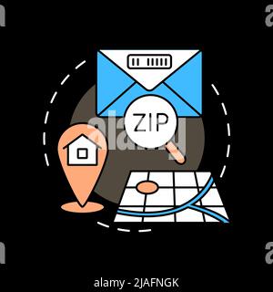 Luogo di residenza icona concetto per tema scuro Illustrazione Vettoriale