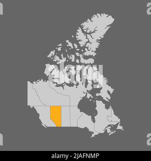 Provincia di Alberta evidenziata sulla mappa del Canada Illustrazione Vettoriale