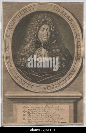 Caspar Ziegler Antecessore eletto. Sassone. Un consiliis. '. Caspar Ziegler, avvocato, poeta e compositore tedesco. Jacob von Sandrart (1630-1708), incisore di rame Foto Stock