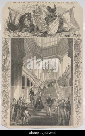 Visita del Re dei francesi alla Regina Vittoria. Grand Staircase, Castello di Windsor - sua Maestà ricevere il suo ospite reale. ' Da 'The Illustrated London News'). Sconosciuto Foto Stock