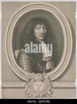 Luigi XIV, Re di Francia e Navarra. Dopo: Pierre Mignard (1612-1695), artista, Peter van Schuppen (1627-1702), incisore di rame Foto Stock