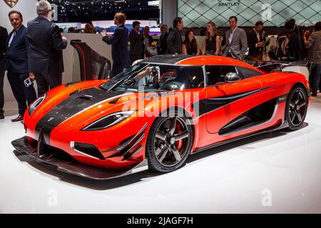 Koenigsegg Agera "Final One of 1", supercar fatta su misura al Salone Internazionale del motore di Ginevra. Svizzera - 2 marzo 2016. Foto Stock