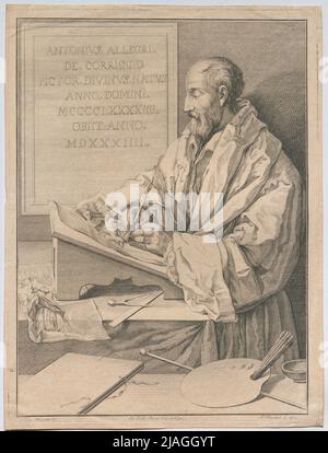 Antonio Corriggio, pittore Divino, nato nell'anno del MCCCLXXXIII, morì nell'anno 1534'. Antonio Allegri da Correggio. Adam Bartsch (1757-1821), artista, dopo: Carlo Maratti (Maratta) (1625-1713), artista Foto Stock