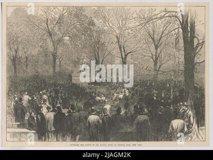 Svelare la statua di Sir Walter Scott a Central Park, New York. ' Foto Stock