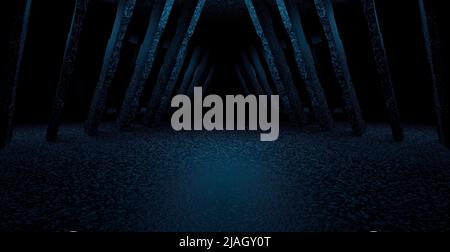 Cyberpunk vuoto Tunnel Hallway Gate Spotlight Dark Purple background Digital Futurismo Concept 3D rendering Foto Stock