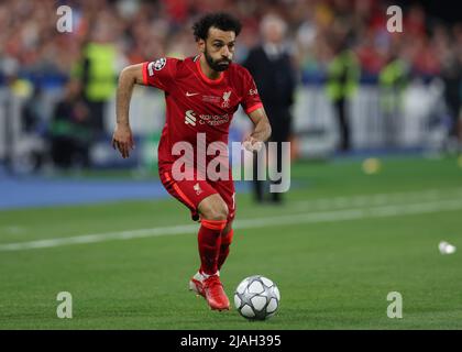 Parigi, Francia, 28th maggio 2022. Mohamed Salah del Liverpool FC durante la partita UEFA Champions League allo Stade de France, Parigi. Il credito d'immagine dovrebbe essere: Jonathan Moscrop / Sportimage Foto Stock