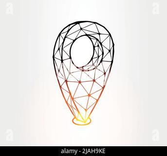 Posizione dei pin, illustrazione in poli bassa su sfondo bianco Illustrazione Vettoriale