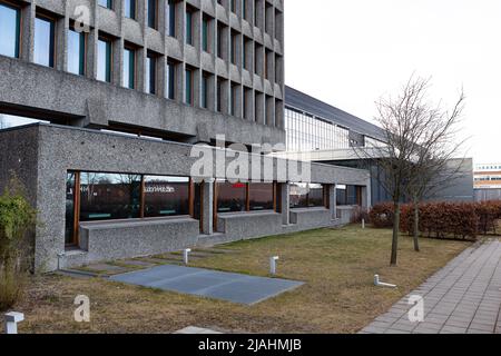 Il famoso architetto norvegese Erling Viksjø ha progettato questo edificio a Økern, Oslo, come sede principale di Standard Telefon og Kabelfabrikk. Foto Stock