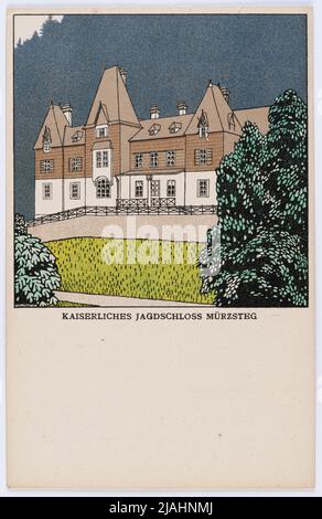 Cartolina di Wiener Werkstätte n° 263: Rifugio imperiale di caccia Mürzsteg. Josef (József) di Divey (Divéky) (1887-1951), artista, Wiener Werkstätte, Casa Editrice Foto Stock