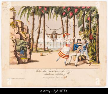 'Joko, la scimmia brasiliana' di taglio (Gallerie Droller Scenen per il giornale teatrale, 1st anni, n° 17). Johann Wenzel Zinke (1782-1851), incisore di rame, dopo: Johann Christian Schoeller (1782-1851), artista Foto Stock
