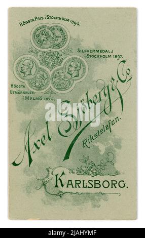 Originale fine 1890's, inizio 1900 'era carte de Visite (CDV o biglietto da visita) dallo studio di Axel Sjoberg & Co. Karlsborg, nella regione Kalmar LAN in Svezia. Verso la fine del 1890, 1900. Foto Stock