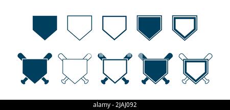 Icona del vettore della piastra della casa di baseball. Progettazione di modelli vettoriali. Silhouette. In riproduzione. Base domestica. Sport. Illustrazione Vettoriale